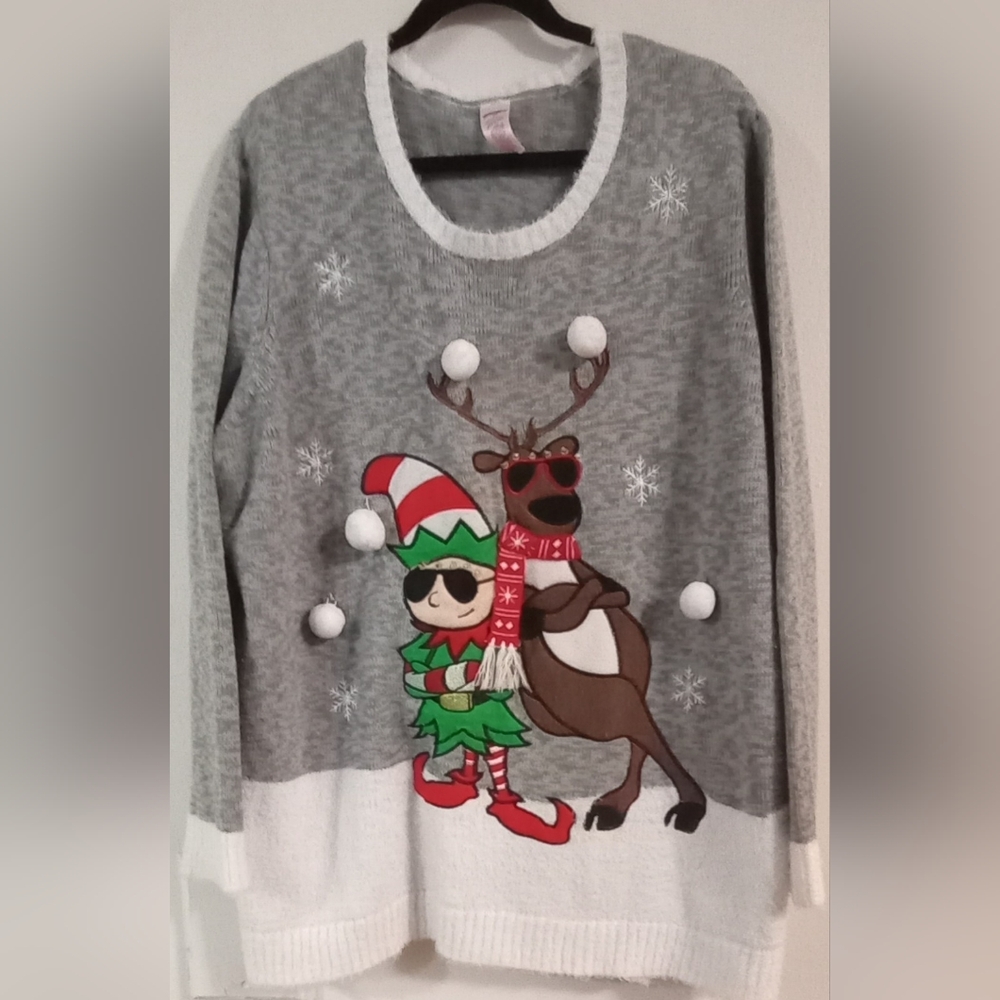 Ugly Christmas Sweater Women/Men size 4X elf & reindeer great condition